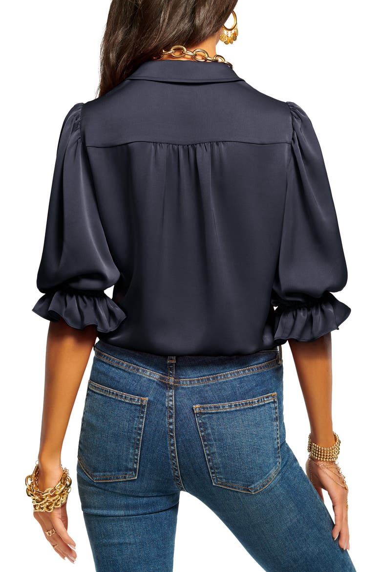 Dina Matte Satin Bodysuit, Alternate, color, NAVY GOLD