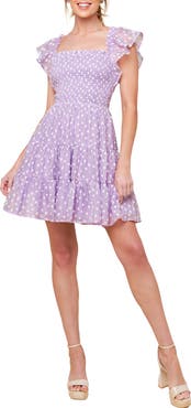 FLYING TOMATO Textured Frilly Sleeve Minidress