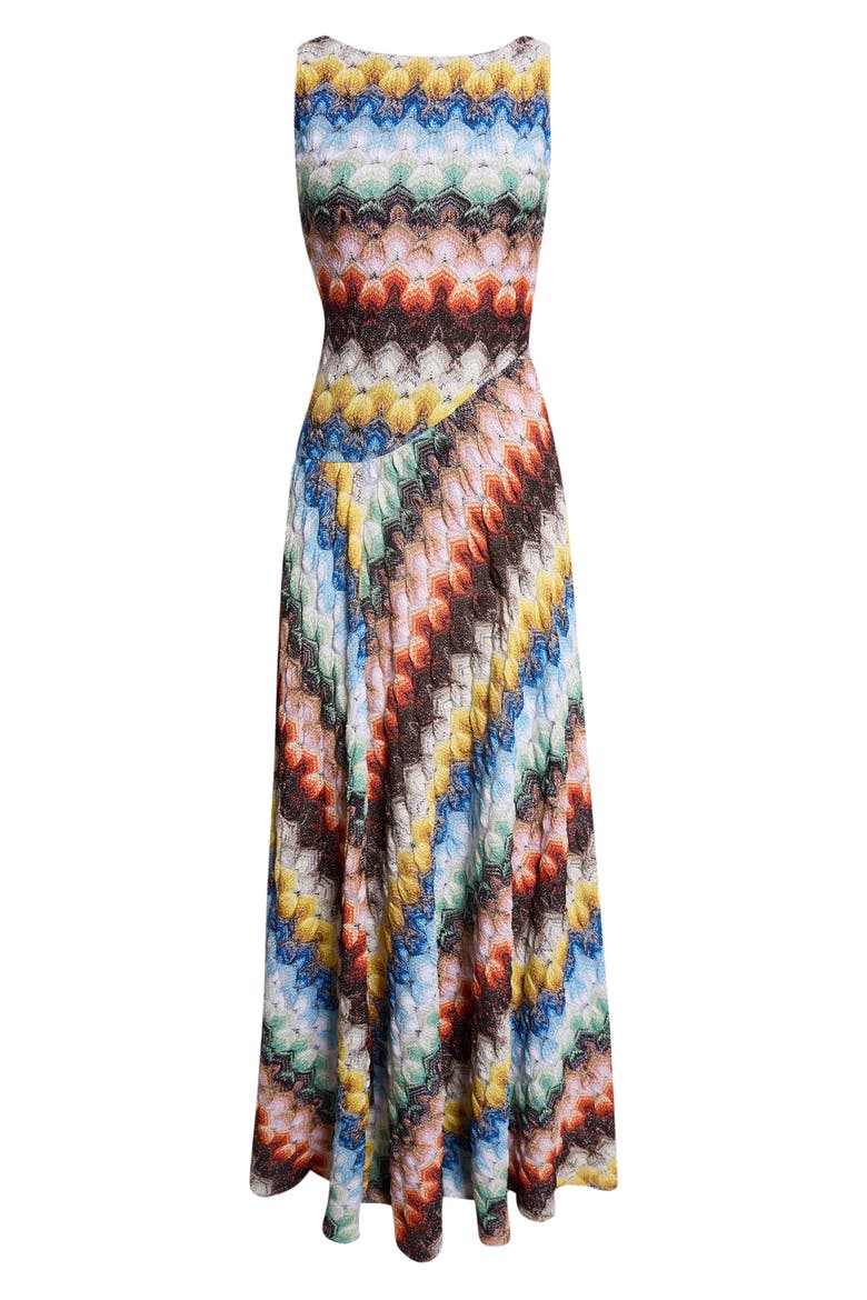Metallic Knit Lace Gown, Alternate, color, MULTICOLOR ON BLACK BASE