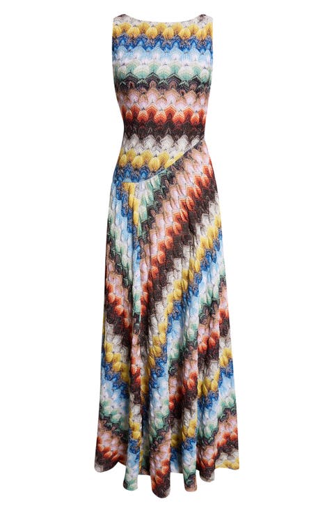 Metallic Knit Lace Gown