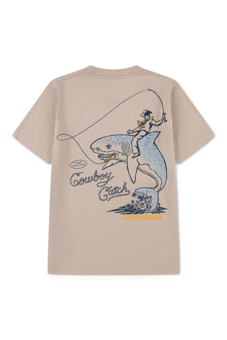 Kids' Cowboy on Shark Graphic T-Shirt, Alternate, color, SIMPLY TAUPE