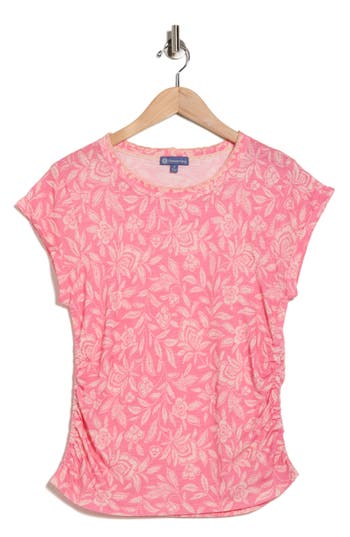 Democracy Cap Sleeve Ruched Top In Pink