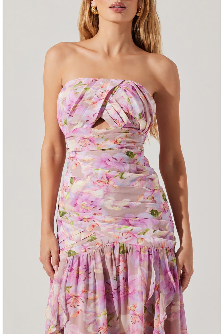 Estefany Floral Strapless Maxi Dress, Alternate, color, PINK FLORAL