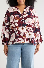 Caslon® Floral Long Sleeve Popover Top