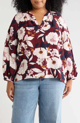 Floral Long Sleeve Popover Top