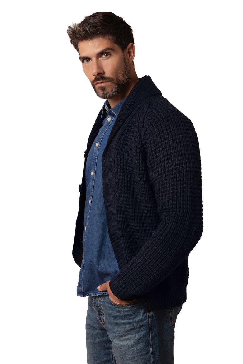British Waffle Stitch Cardigan, Alternate, color, DARK NAVY