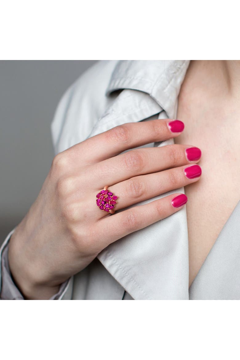 Ruby & Rhodolite Cluster Cocktail Ring, Alternate, color, Rhodolite