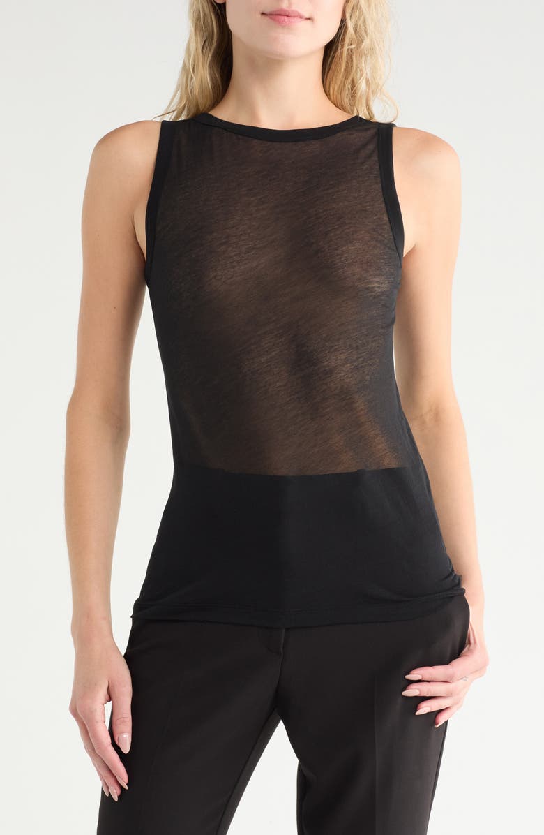 Helmut Lang Reversible Sheer Cotton Tank Top, Main, color, Black
