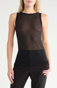 トップス HELMUT LANG See-through tank top Helmut Lang Reversible Sheer Cotton Tank Top | Nordstromrack