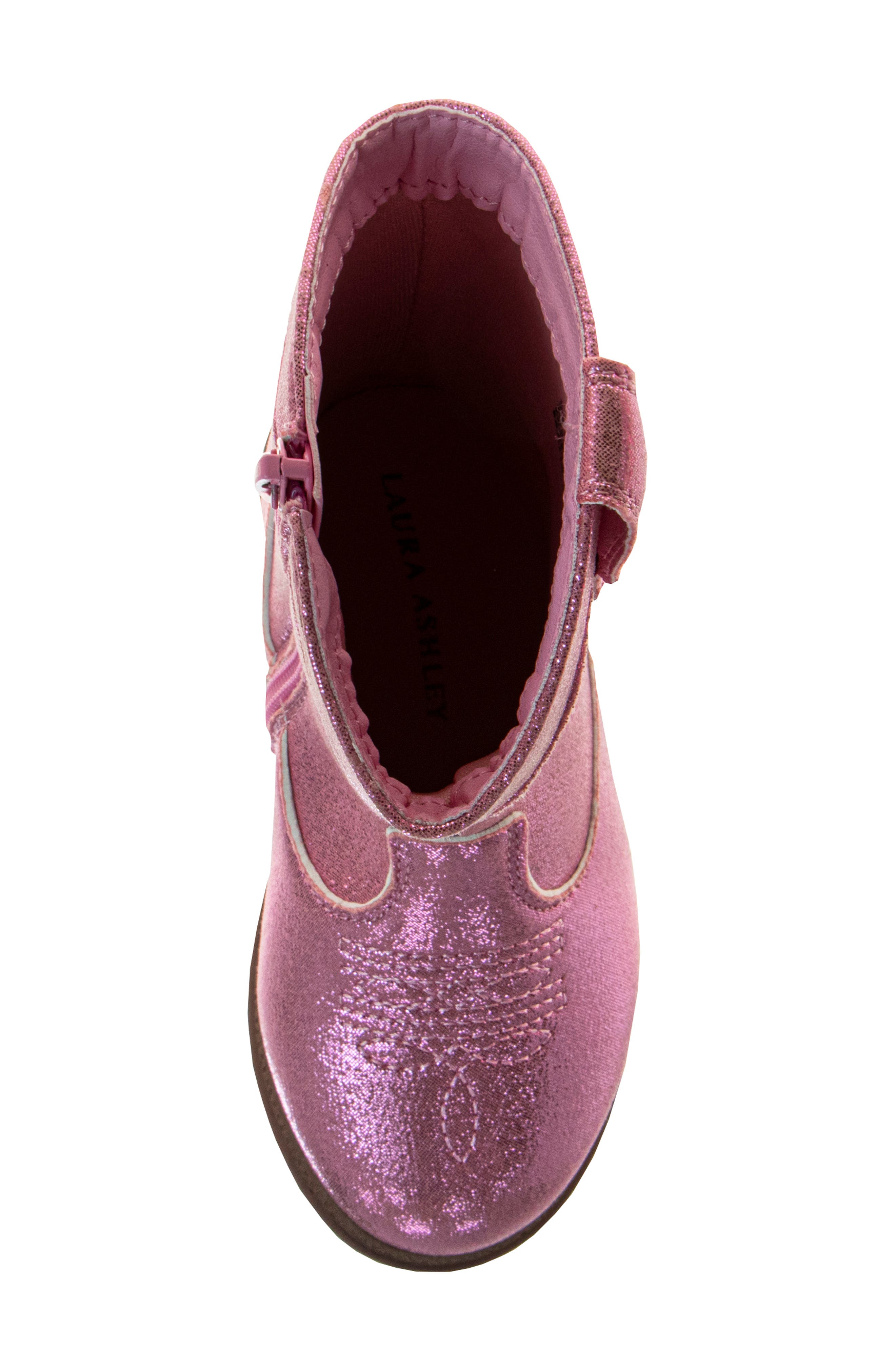 Laura Ashley Kids' Cowgirl Boot, Alternate, color, Pink Metallic