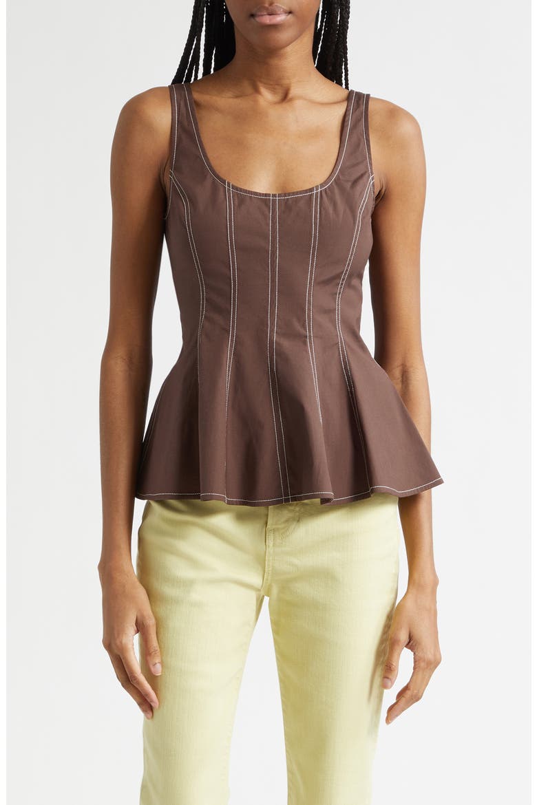 Charlie Peplum Tank, Main, color, DARK MOCHA