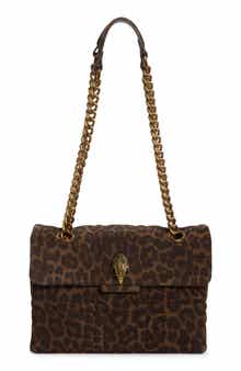 Union Jack Leopard Print Leather Shoulder Bag