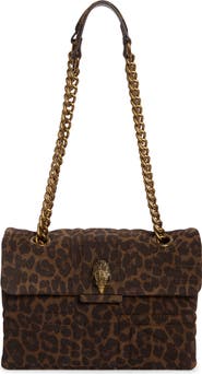 Kurt Geiger London Union Jack Leopard Print Leather Shoulder Bag
