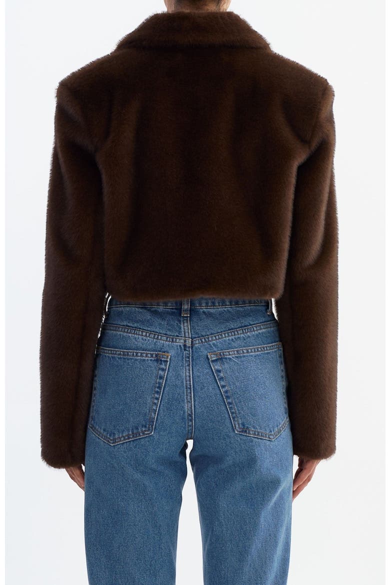 CARLIE | Faux Fur Cropped Blazer, Alternate, color, Walnut