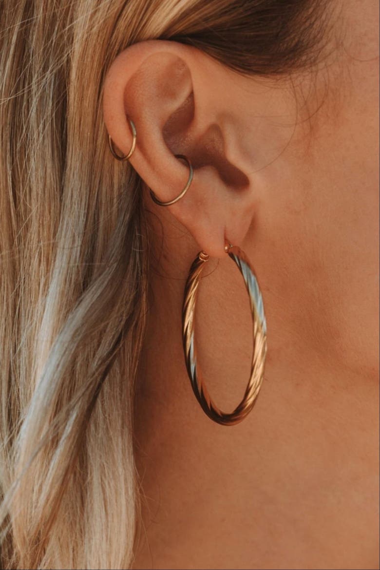 Bold Twisted Hoops, Alternate, color, Gold