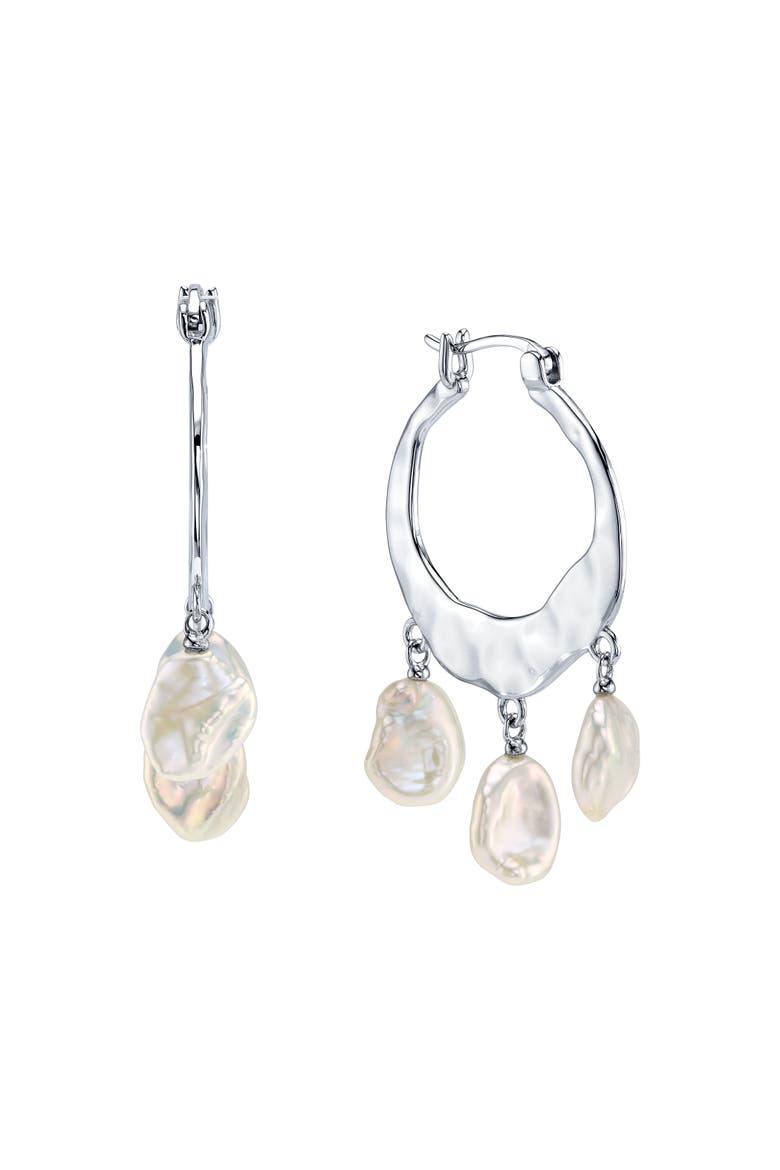 White Freshwater Baroque Pearl Amara Earrings, Main, color, Sterling Silver