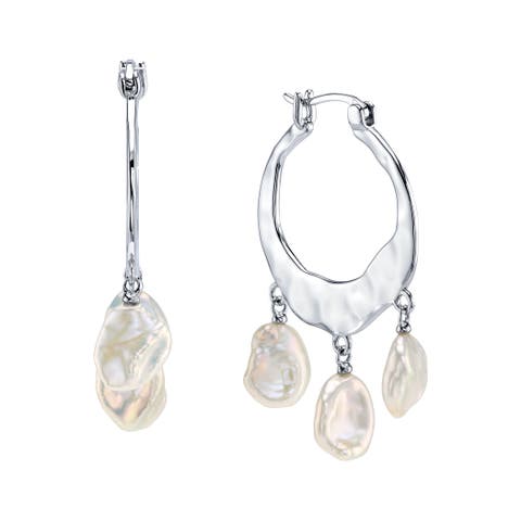 White Freshwater Baroque Pearl Amara Earrings