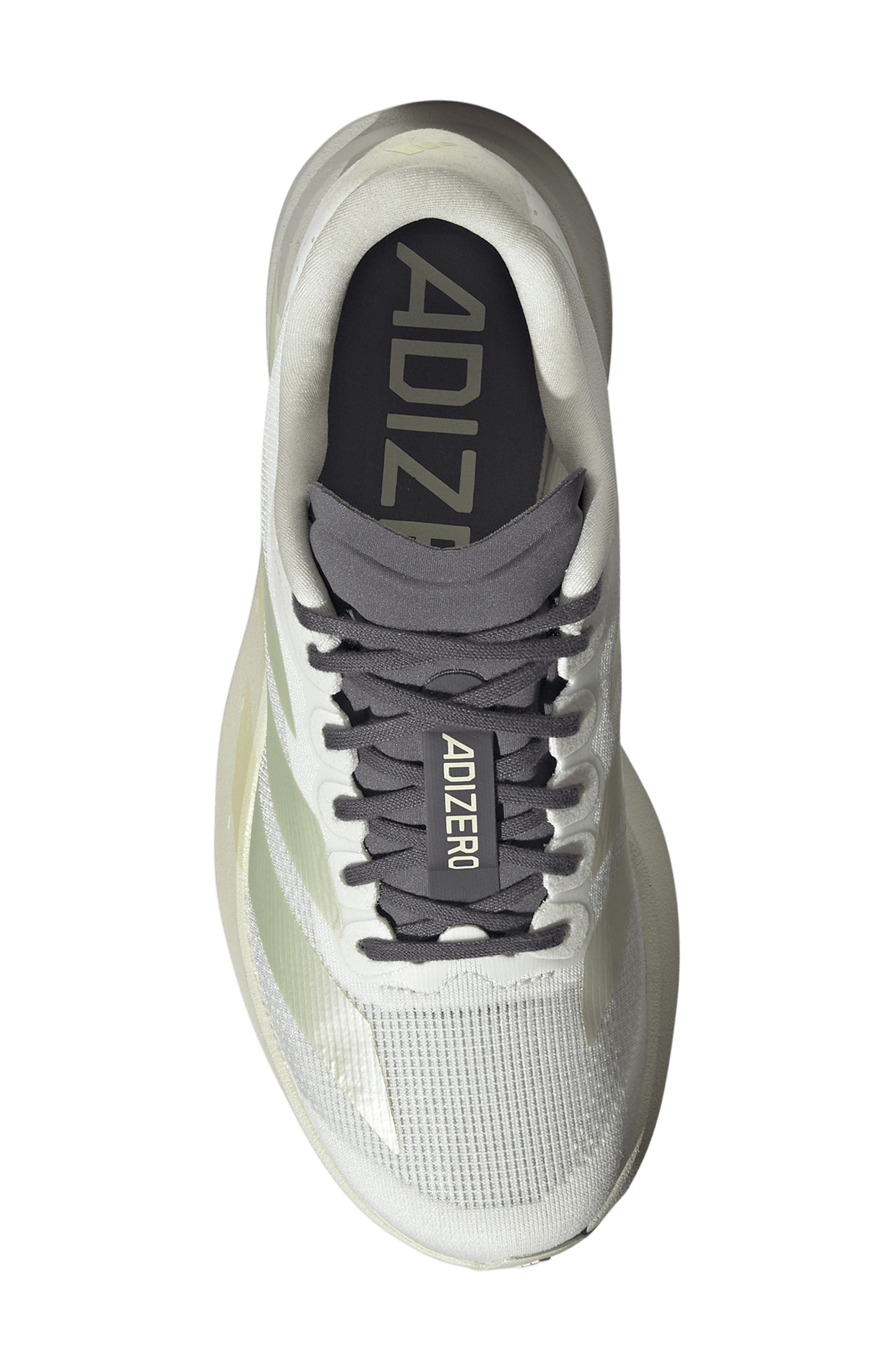 Adizero EVO SL Running Shoe, Alternate, color, OFF WHITE/ ICE GOLD/ GRANITE