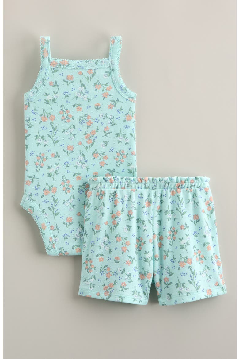 Tank Bodysuit & Shorts Set, Alternate, color, TEAL DELIGHT SUGAR FLORAL