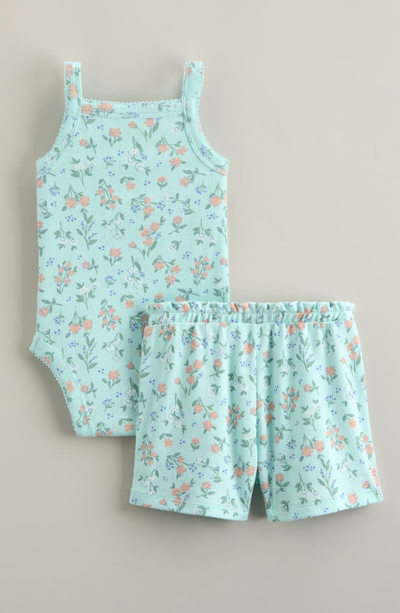 Nordstrom Tank Bodysuit & Shorts Set, Alternate, color, Teal Delight Sugar Floral