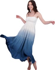 Mer St. Barth Fati Women's Strapless Maxi Dress Blue Ombre