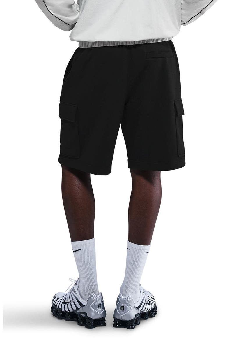 Brushed Fleece Cargo Shorts, Alternate, color, BLACK/ BLACK/ WHITE