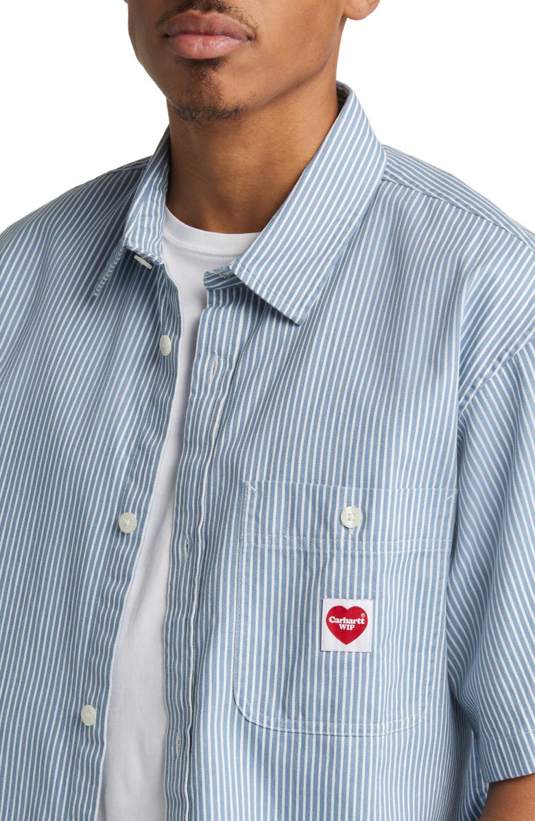 Carhartt Work In Progress Terrell Stripe Short Sleeve Button-Up Shirt, Alternate, color,