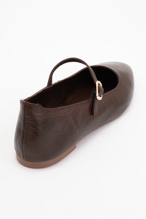 Forever & Always Shoes Lara Leather Mary Jane Flats In Brown Leather