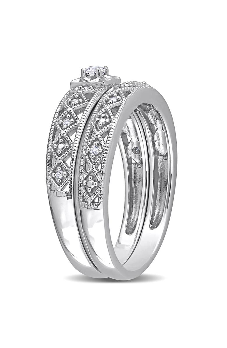 Julianna B. Diamond Filigree Bridal Ring Set, Alternate, color, Sterling Silver