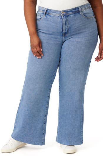Kensie Kaya High Waist Wide Leg Jeans In Blue