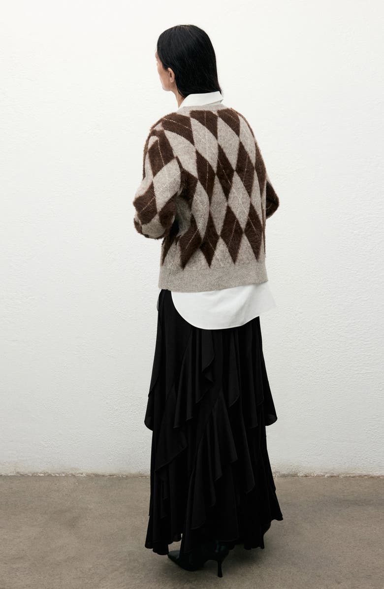 MANGO Ruffle Asymmetric Midi Skirt, Alternate, color,