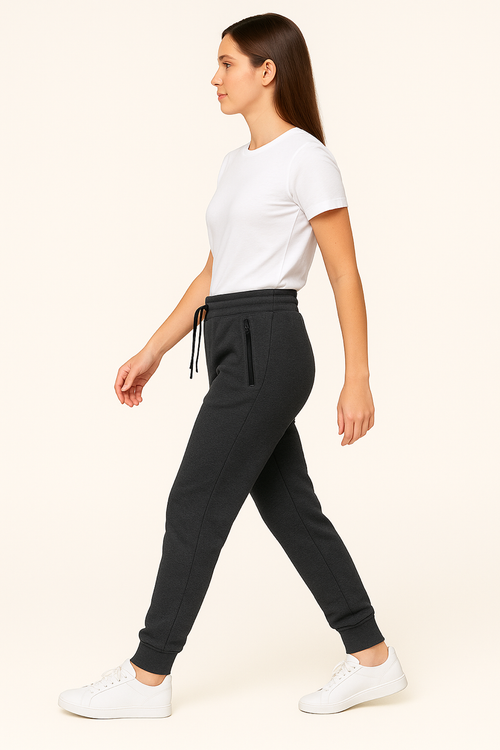 Benben Womens Ultra Soft Singe Pack Dual Zipper Jogger In Gray