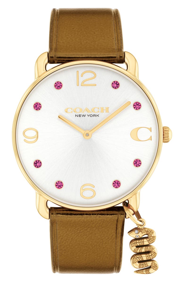 COACH Elliot Lunar New Year Leather Strap Watch, 36mm, Main, color, 