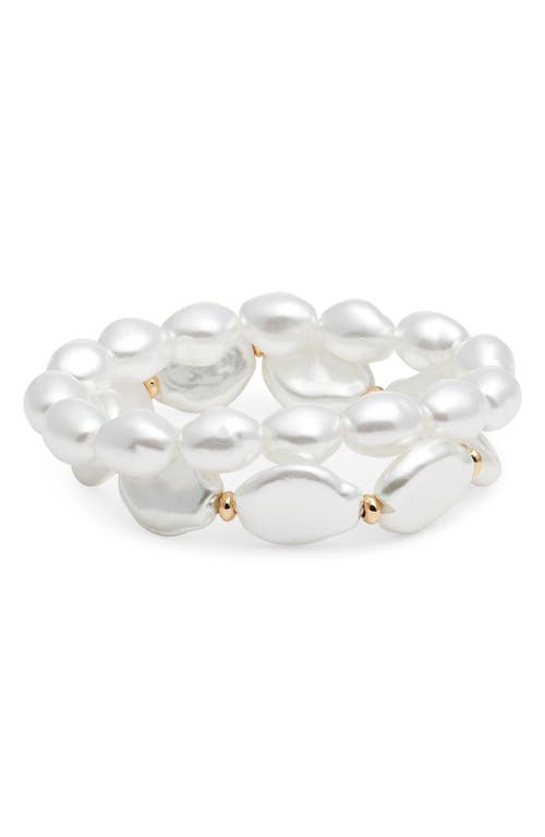 Shop Nordstrom Set Of 2 Mixed Faux Pearl Stretch Bracelets In White