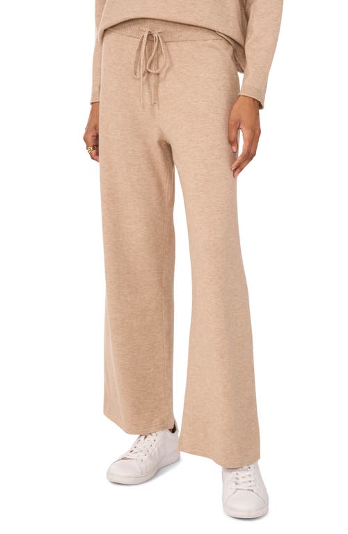 Vince Camuto Wide Leg Drawstring Sweatpants In Warm Oatmeal Heather