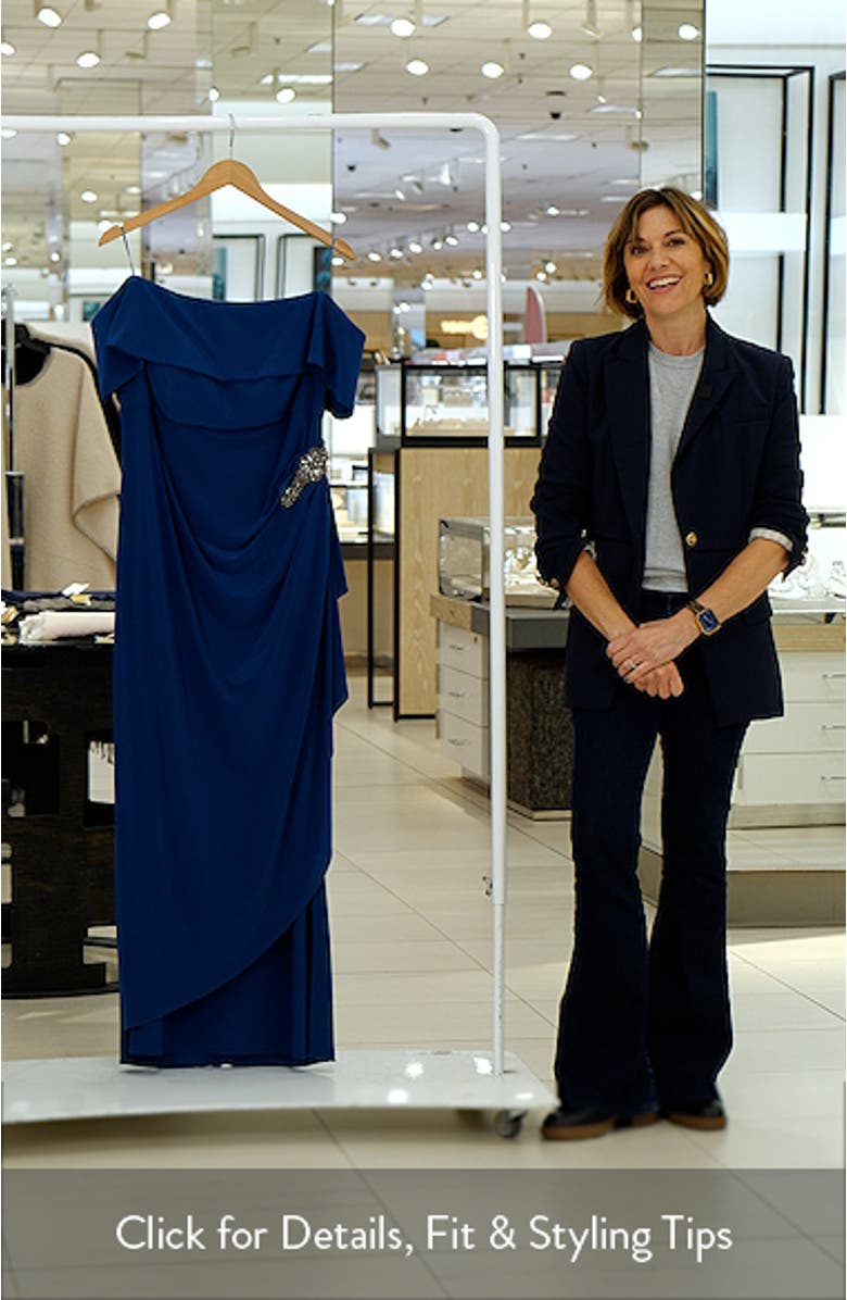 Off the Shoulder Embellished Column Gown, sales video thumbnail