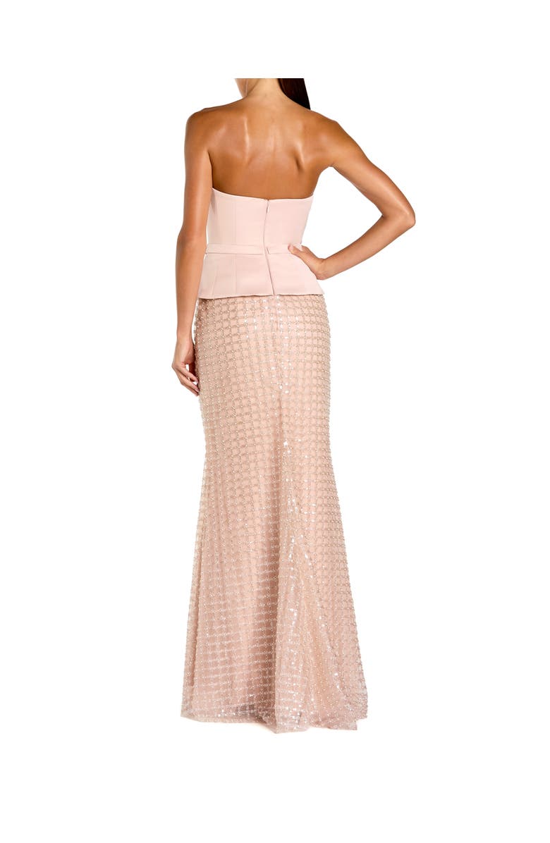 Mac Duggal Strapless Satin Top With Embellished Skirt Gown, Alternate, color, Blush