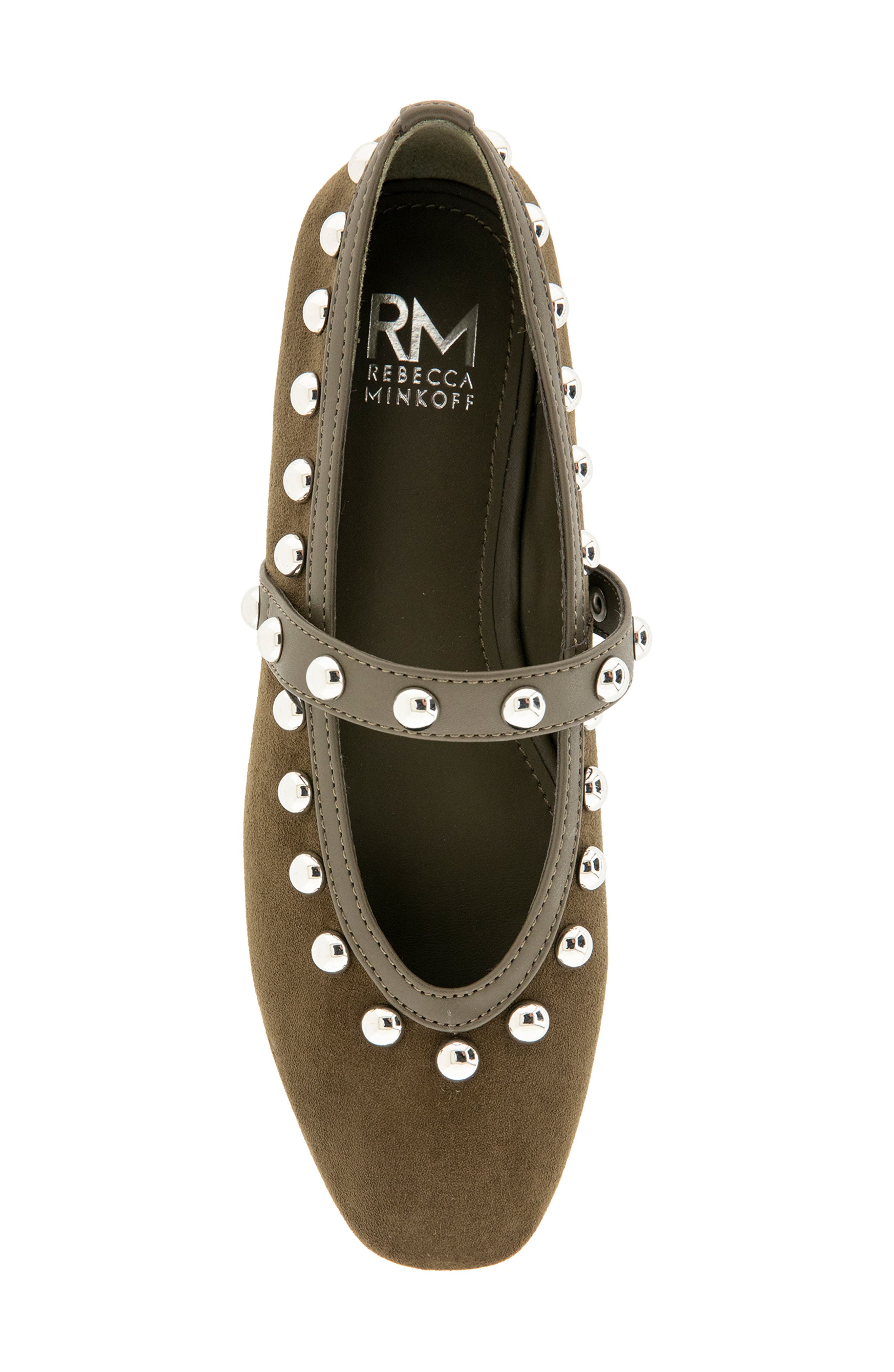 Bailey Studded Mary Jane Flat, Alternate, color, OLIVE