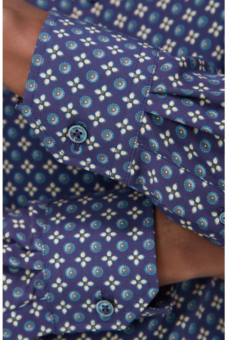 Julian Shaped Fit Mosaic Print Button-Up Shirt, Alternate, color, NAVY