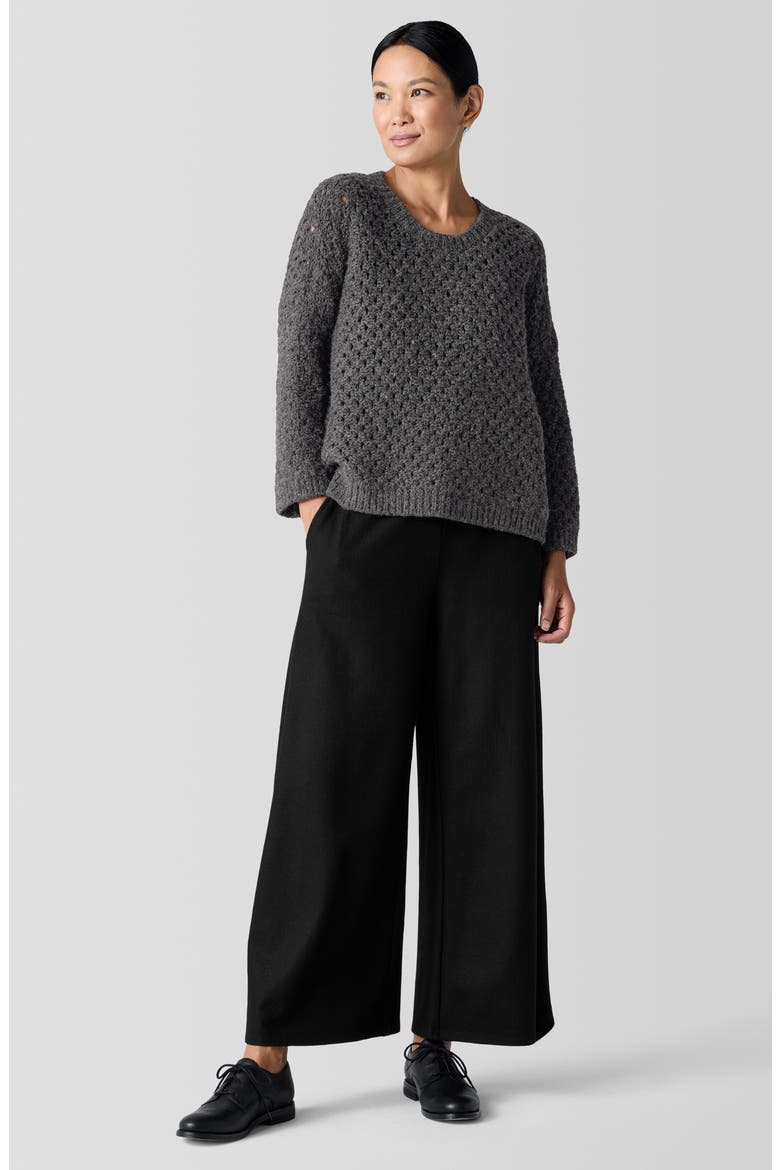 Open Stitch Alpaca Crewneck Sweater, Alternate, color, CHARCOAL