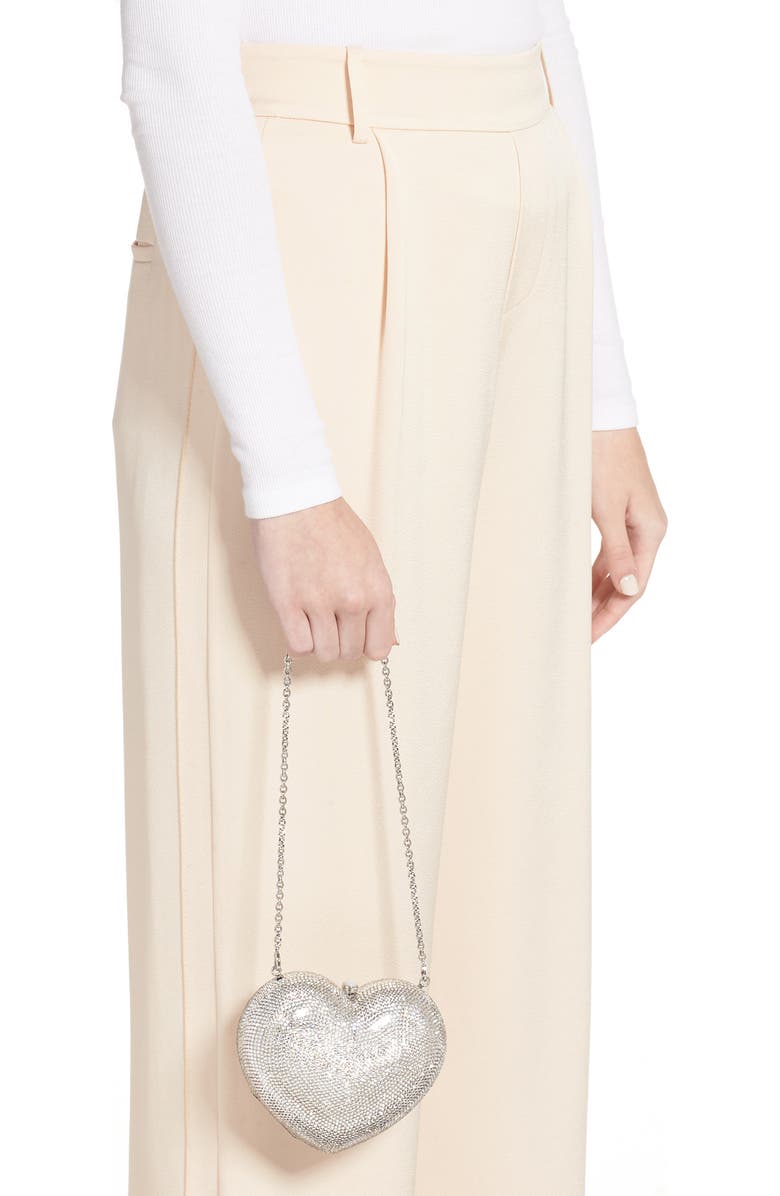 JUDITH LEIBER COUTURE Lamour Petite Coeur Heart Clutch, Alternate, color, Silver Rhine