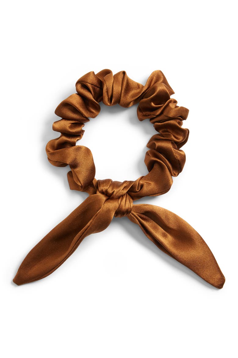 Charm Chiquita Silk Scrunchie, Main, color, CAMEL