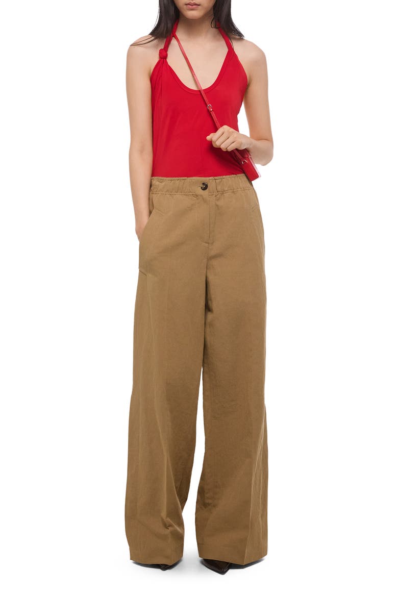 Cotton & Linen Wide Leg Trousers, Alternate, color, TRENCH