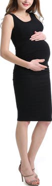 Kimi & Kai Delia Ruched Maternity Midi Dress