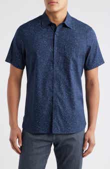 Nordstrom Ditsy Print Short Sleeve Stretch Button-Up Shirt
