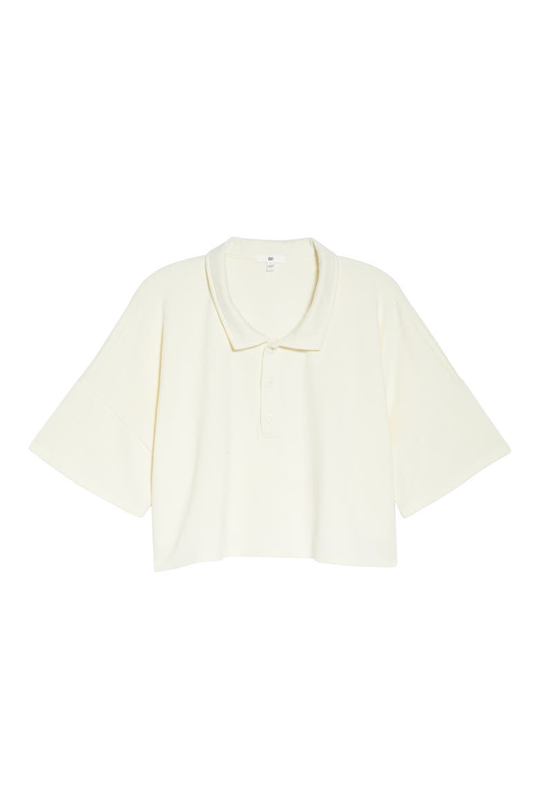 French Terry Crop Polo, Alternate, color, IVORY