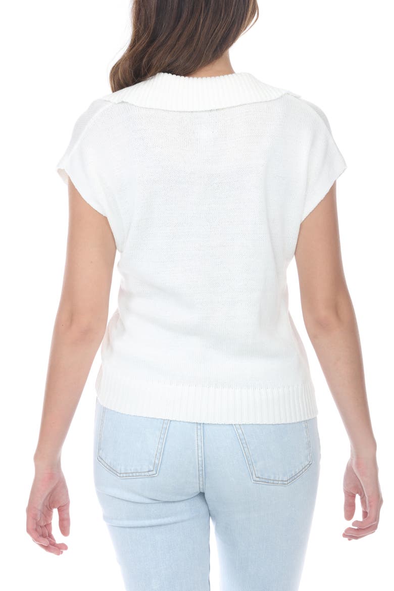 Floral Knit Cap Sleeve Top, Alternate, color, WHITE/ AS IS