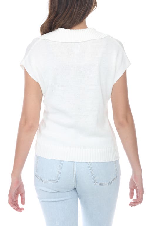 Shop Rain And Rose Floral Knit Cap Sleeve Top In White/as Is