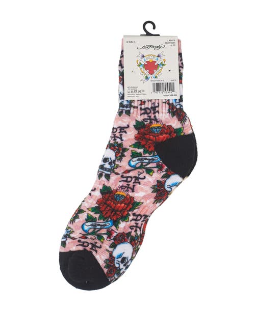 Ed Hardy 360 Print Flat Crew Sock 2-pack In Multi