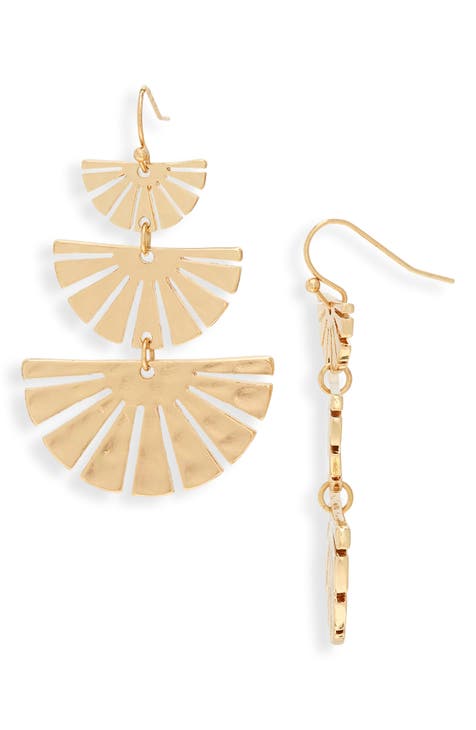 Triple Sun Ray Drop Earrings